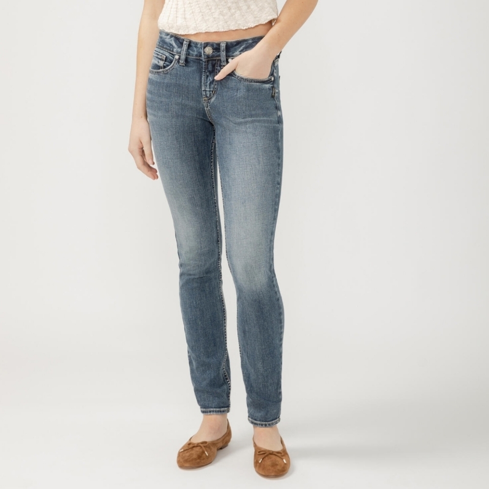 Silver Curvy Fit Mid Rise Skinny Leg